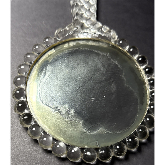 Antique Pressed Glass Hand Mirror Bubble Clear Abstract Magnifying Vanity - Picture 8 of 12